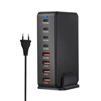 240W USBC GaN Charger 8-Port Charging Station for Multiple Devices PD 100w+3*PD 30W USBC Port for iPhone 15 S22 S23