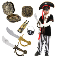 3/1pcs Pirate Captain Theme Toy Pirate Telescope Compass Eye Patches Dress Up Props Halloween Party Decoration Kids Favor Toys