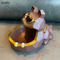 DyuIhr cute cartoon dog ashtray resin crafts household ashtray desk decor card slot design windproof and dustproof birthday gift