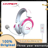 HyperX Cloud II Pink Gaming Headset 7.1 Virtual Surround Sound Detachable Microphone with sound card For PC PS5 PS4