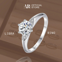 Nhẫn bạc Ý 925 xi kim nhẫn bạc nữ Libra đính đá zircon lấp lánh-Aura Silver-N03