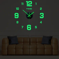 2023Modern Design Large Wall Clock 3D DIY Quartz Clocks Fashion Watches Acrylic Mirror Stickers Living Room Home Decor Horloge