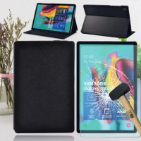 For Samsung Galaxy Tab S5e T720/T725 10.5 Inch Tablet Case Pure Black Protective Case + Free Stylus + Glass Tempered Film