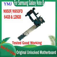 Original Unlocked For Samsung Galaxy Note 8 N950F N950FD Motherboard 64GB/28GB Europe Version Tested Mainboard With Full Chips