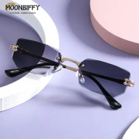 New Rimless Cut Edge Square Frame Sunglasses Women UV400 Fashion Sun Glasses for Men Frameless Shades Narrow Frame Eyewear