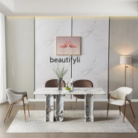 Italian Dining Table Light Luxury High-Grade Marble Table Villa Rectangular Home Table