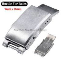 Solid Folding Watch Buckle for Rolex Submariner Oysterflex Daytona GMT 9mm×16mm Stainless Steel Deployment Clasp Band Accessory