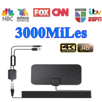 8K Indoor 3000 Miles Digital HDTV Antenna TV Aerial With Amplifier Booster DVB T2 ISDBT Satellite Dish Signal Receiver