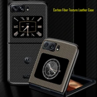 Carbon Fiber Texture Leather Cover for Motorola Moto Razr 2022 Case for Motorola Razr 2022 3 Razr3 Shockproof Case Phone Funda