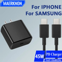 PD Charger 45W Original for Samsung Galaxy S23 S22 Fast Charging High Speed Type C Mobile Phone Adapter for IPhone 15 Xiaomi 14