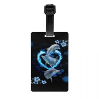 Blue Dolphins Luggage Tag Ocean Blue Sea Animal Water Whale Travel Bag Suitcase Privacy Cover ID Label