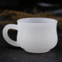 中式純色凝脂白玉瓷茶杯單個帶手柄主人杯品茗杯水杯白色泡茶杯ml