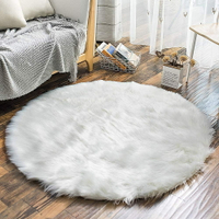 160cm 圓形长毛绒地毯 女生房间装饰  仿羊毛地毯  柔软蓬松的地毯地垫 毛茸茸垫子 用於房間裝飾客廳臥室椅