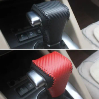 Black Leather Car Gear Head Shift Collars Cover for Volkswagen Golf 6 Passat Tiguan Touran Automatic Gear Shift Knob Case