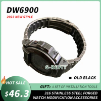 G-Refit Make OLD Black DW6900 Series Bezel GW6900 Strap Metal Case 316 Stainless Steel For Casio G-Shock Belt With Tools