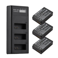 Battery Charger 3-Slot LED Indicators Micro USB&amp;Type C Port+3*LP-E12 Battery for Canon EOS M50/M50 Mark II/M2/M10/M100/Rebel SL1