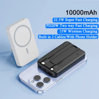 22.5W Fast Charge Mini Power Bank 10000mAh Portable Magnetic Qi Wireless Charger Powerbank for iPhone 14 13 12 Xiaomi Huawei P40