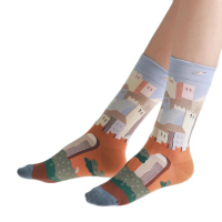 【OT SHOP】男女款棉質創意油畫藝術風中筒襪 M1098(街頭穿搭 創意油畫 學生襪 運動風 襪子)