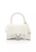 Balenciaga Pre-Loved BALENCIAGA HOURGLASS hour glass mini Handbag leather white croc embossed 2WAY