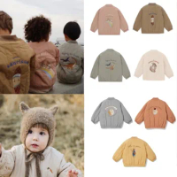 Boys' lambswool flight jacket and cotton jacket. New style cotton jacket for girls with velvet.