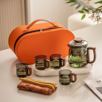 茶具套組 玻璃旅行茶具套裝 家用泡茶器 便捷式戶外隨身包 露營快客杯送禮喝茶
