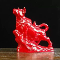 陶瓷牛廁所衛生間低頭啜水家居裝飾品旺財唐三彩黃牛水牛招財擺件