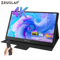 ZEUSLAP Portable Monitor 15.6" HDR 3840*2160 Eye Protection Screen Display with Remote Control for ps4 Switch Xbox One Laptop