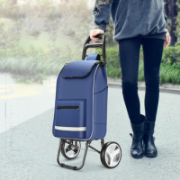 Folding Shopping Bag Cart Trolley Portable Luggage Trailer Grocery Cart Storage Bag Wear-resistant Rubber Wheels Bearing 100kg