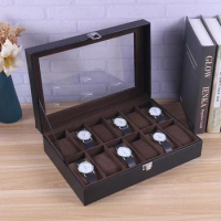 2/6/10/12Slots PU Watch Organizer Boxes Watch Case with Large Glass Watch Pillows, Watch Box Organizer, Gift for Loved Ones