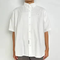 Kemeja AAPE HEAD PATCH POCKET GREY WHITE SHIRT 100% ORIGINAL M