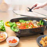 Electric Dish Hot Pot Barbecue Double Chinese Big Kitchen Hot Pot Food Multifunction Meat Noodle Lamb Fondue Chinoise Cookware
