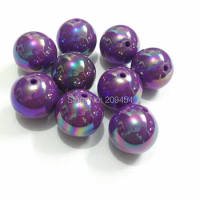 Wholesale 12mm 500pcs/bag , 20mm 100pcs/bag, Dark Purple AB Effect Solid Beads