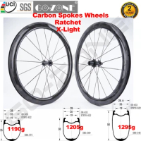 700c Carbon Spokes Road Wheels Rim Brake Ratchet System GOZONE R295C Normal/ Ceramic Bearings 18/21H Road Bike Carbon Wheelset