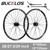 BUCKLOS 26/27.5/29 Inch Mtb Wheelset Quick Realease Mountain Bike Wheel Set QR 9*100mm 10*135mm Bicycle Wheels for Disc Break