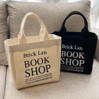 Canvas Tote Bag Small Bag Large Capacity Letter Print Canvas Bag Lunch Bag Women's Shoulder Handbag 