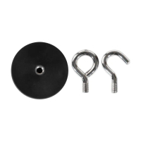 【索樂生活】防刮包膠強磁掛勾+吊環套組 2in1 66mm / 2入(強力磁鐵 露營車用 強磁防刮)