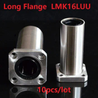 10pcs/lot LMK16LUU 16mm 16*28*70mm long type square Flange linear ball bearings bushing for 3d printer CNC 16x28x70mm