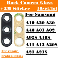 10set Back Camera Glass Lens For Samsung A10 A20 A30 A40 A02S A10S A21S A01 A11 A12 A21 Rear Glass With 3M Sticker Adhesive