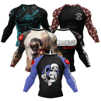 Baju ketat badan Cody Lundin Custom BJJ MMA camo Jiu Jitsu No Gi lengan panjang, baju pelindung BJJ,