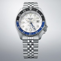 SEIKO 精工錶 5 Sports 4R34-00A0S(SSK033K1) SKX GMT雙時區指針機械錶 白面 42.5mm_SK037