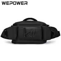 7701 Tas Selempang Pria Waistbag Expandable Anti Air WP Black