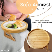 沙發摺疊餐桌(沙發扶手托盤木製沙發圓盤可折疊Cozy Sofa Armrest Tray 摺檯)
