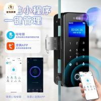 玻璃門指紋鎖 免開孔 有框無框單雙門辦公室 密碼鎖 電子 智能鎖禁鎖[DD0421003]