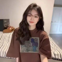 Loose Short Sleeve T-Shirt for Women Summer Casual Korean Women's Fashion Student Couple Outfit Base