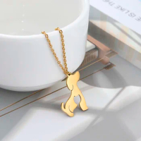Skyrim Cute Cat Dog Necklace Women Girls Stainless Steel Cold Color Fashion Animal Pendant Neck Chain Jewelry Gift for Friend