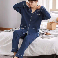 Couple Pajama Sets Sleepwear Cotton Women's Silk Pajamas Men's Sleeping House Suit Men Night Wear Clothes for Sleep Korean