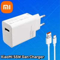 Xiaomi 55W Charger GaN Travel Fast Usb Smart Output PD Quick Charge 5V9V=3A 11V=5A 20V=2.5A For Smart Phone For Xiaomi 11 10 9