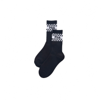 FILA 素色格紋造型中筒襪-黑色 SCY-1301-BK