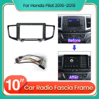 2Din Android 10" Car Radio Dash Panel Fascia Frame With Cable For Honda Pilot 2016-2019 Stereo Mount Bezel Faceplate Frame Kit