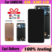 For AMOLED For Samsung A30 LCD Display Touch Screen With Frame Digitizer Assembly A305/DS A305FN A305G LCD Display Screen Change
